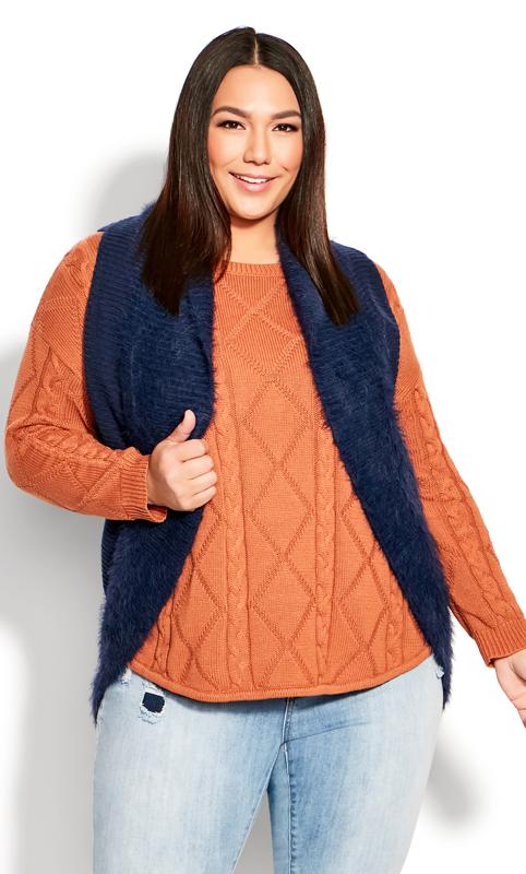 Evans Evans Navy Blue Knitted Gilet