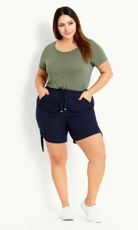 Evans Evans Navy Tie Detail Poplin Short