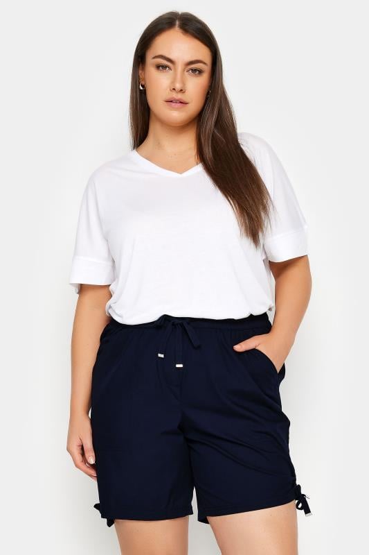 evans Evans Navy Tie Detail Poplin Short