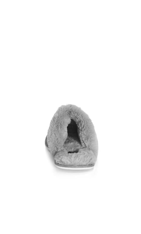 Evans Evans Silver Glitter Faux Fur Lined Slipper