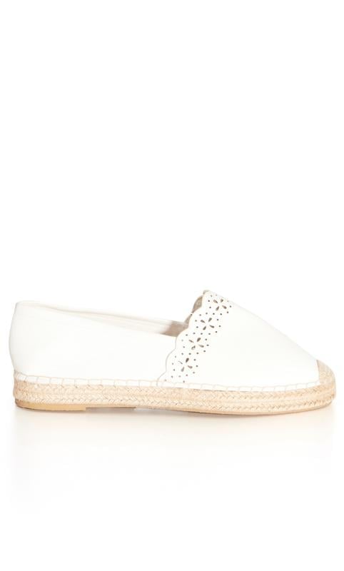 Evans Evans White WIDE FIT Laser Cut Espadrille