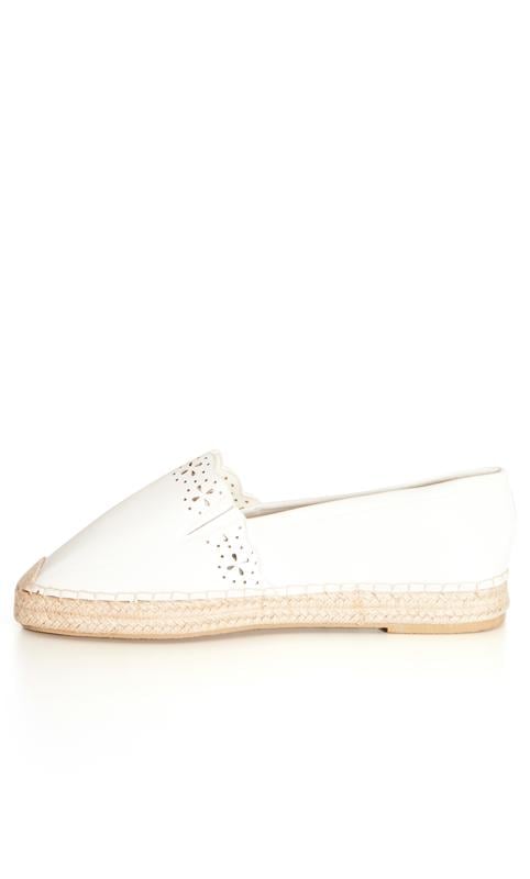 Evans Evans White WIDE FIT Laser Cut Espadrille