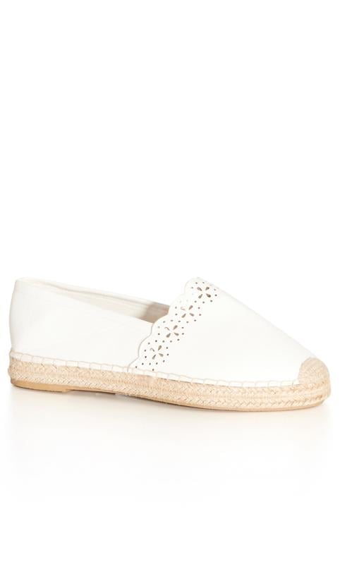 evans Evans White WIDE FIT Laser Cut Espadrille