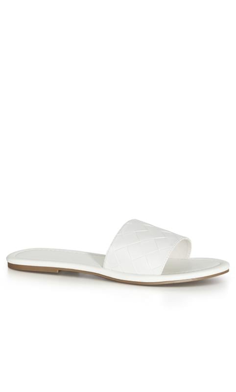 evans Evans White WIDE FIT Weave Slide
