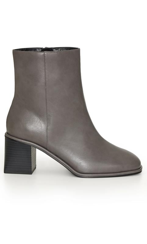 Evans Evans Grey Faux Leather Block Heel Ankle Boots