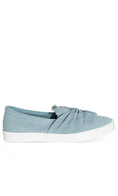 Evans Evans Light Blue Denim Twisted Front Slip On Trainer