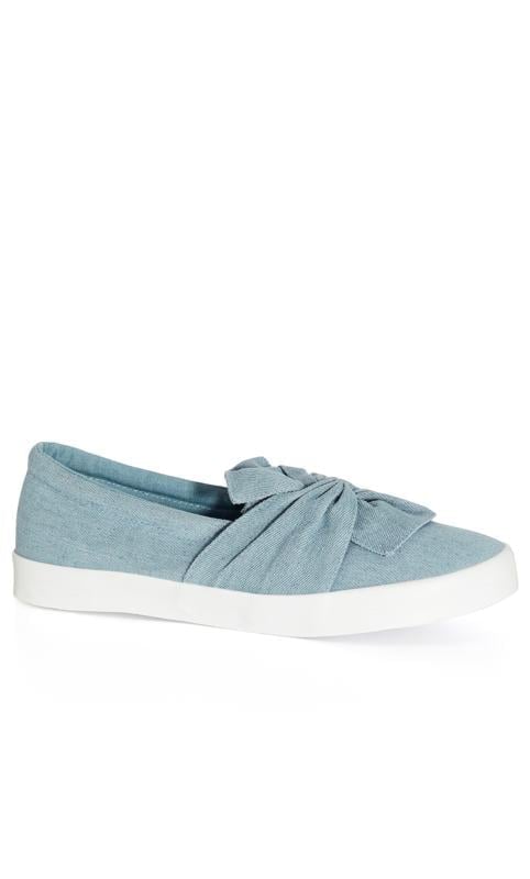 evans Evans Light Blue Denim Twisted Front Slip On Trainer