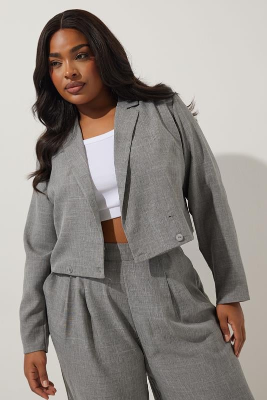 evans LIMITED COLLECTION Curve Grey Cropped Blazer