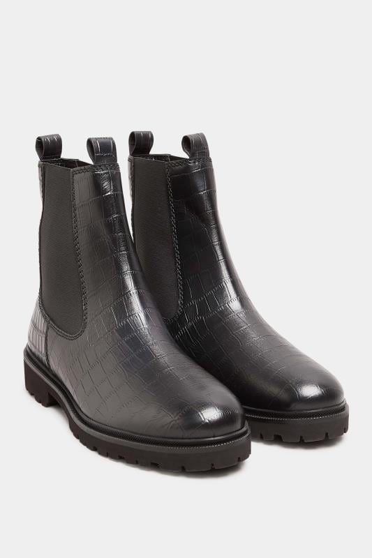 Evans LTS Black Croc Chelsea Boots In Standard Fit