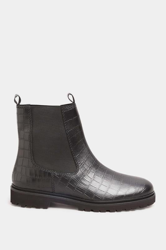 Evans LTS Black Croc Chelsea Boots In Standard Fit