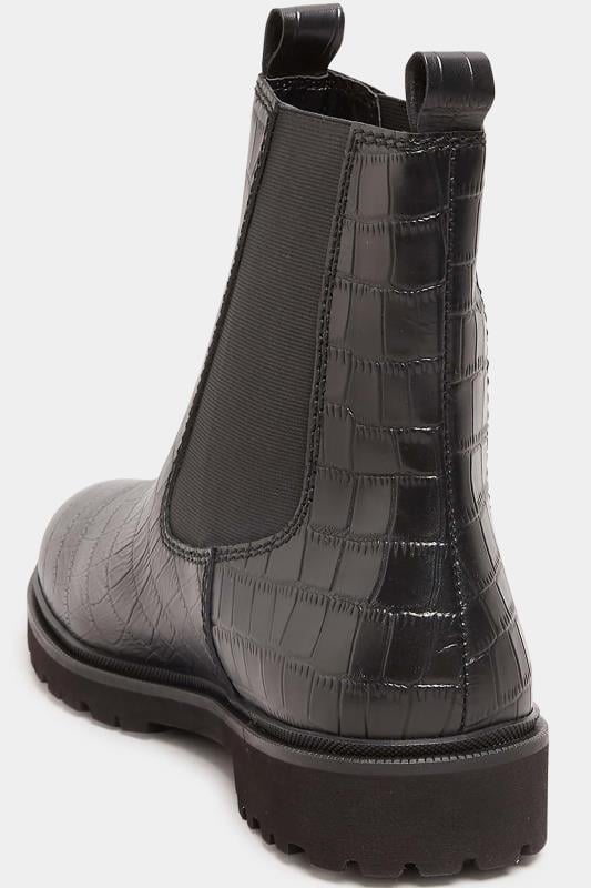 Evans LTS Black Croc Chelsea Boots In Standard Fit