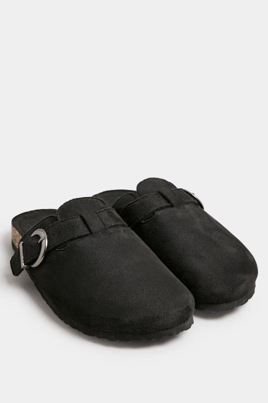 Evans LTS Black Faux Suede Clogs In Standard Fit