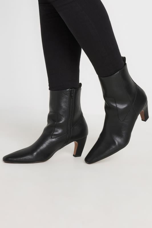 Evans LTS Black Heeled Ankle Boot In Standard Fit