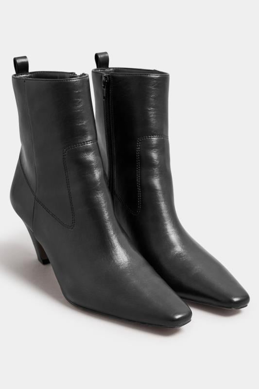 Evans LTS Black Heeled Ankle Boot In Standard Fit