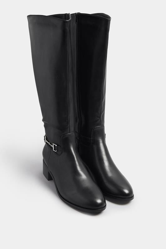 Evans LTS Black Metal Trim Knee High Riding Boots