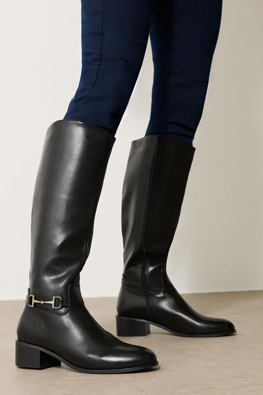 evans LTS Black Metal Trim Knee High Riding Boots