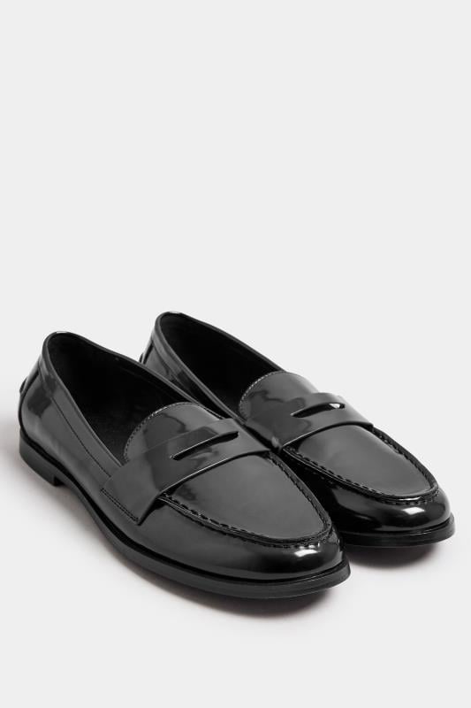 Evans LTS Black Patent Loafers In Standard Fit
