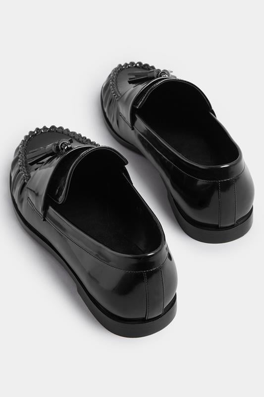 Evans LTS Black Patent Tassel Flat Loafers