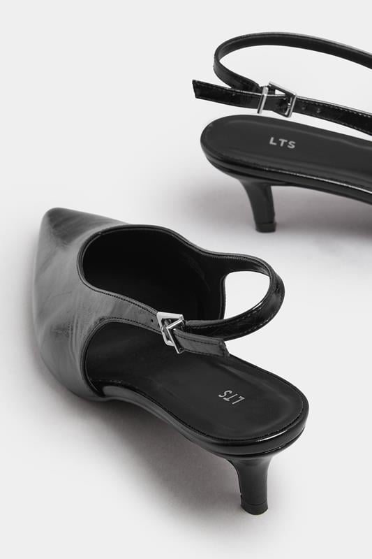 Evans LTS Black Pointed Slingback Kitten Heel