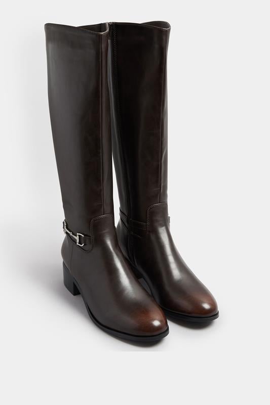 Evans LTS Brown Metal Trim Knee High Riding Boots