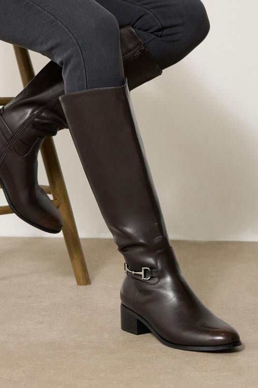 evans LTS Brown Metal Trim Knee High Riding Boots