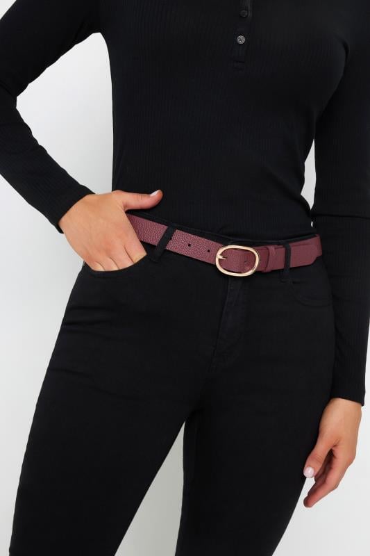 evans LTS Burgundy Red Oval Buckle Belt