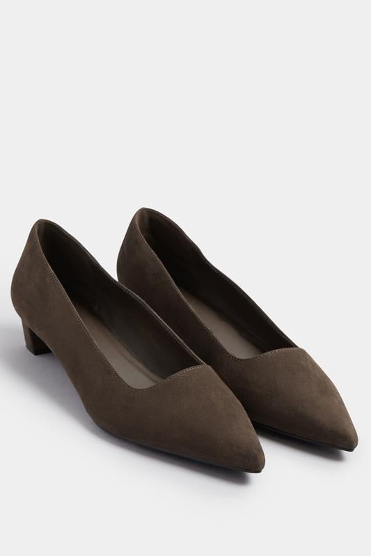 Evans LTS Chocolate Brown Pointed Block Court Heel