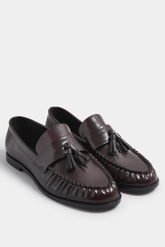 Evans LTS Dark Red Patent Tassel Flat Loafers