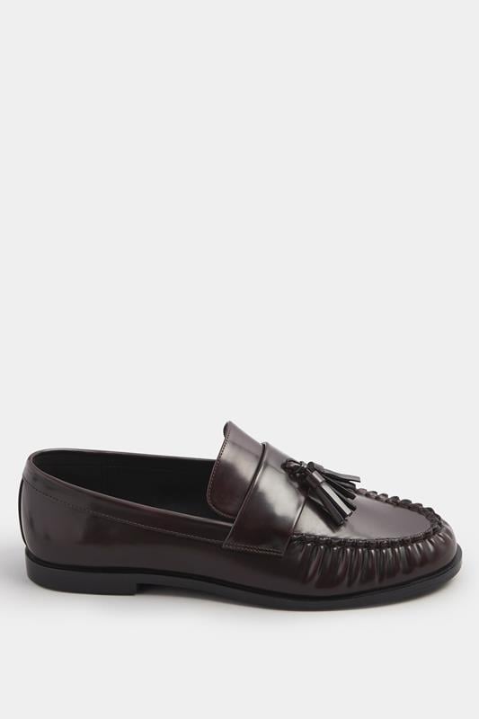 Evans LTS Dark Red Patent Tassel Flat Loafers