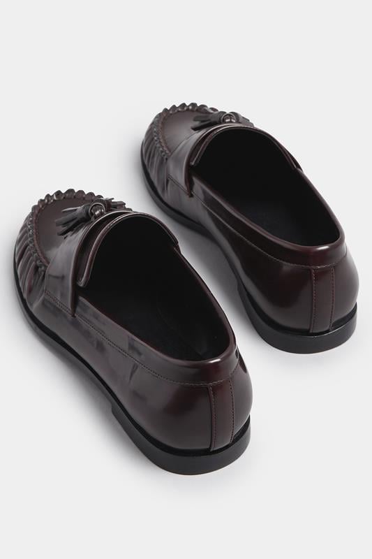 Evans LTS Dark Red Patent Tassel Flat Loafers