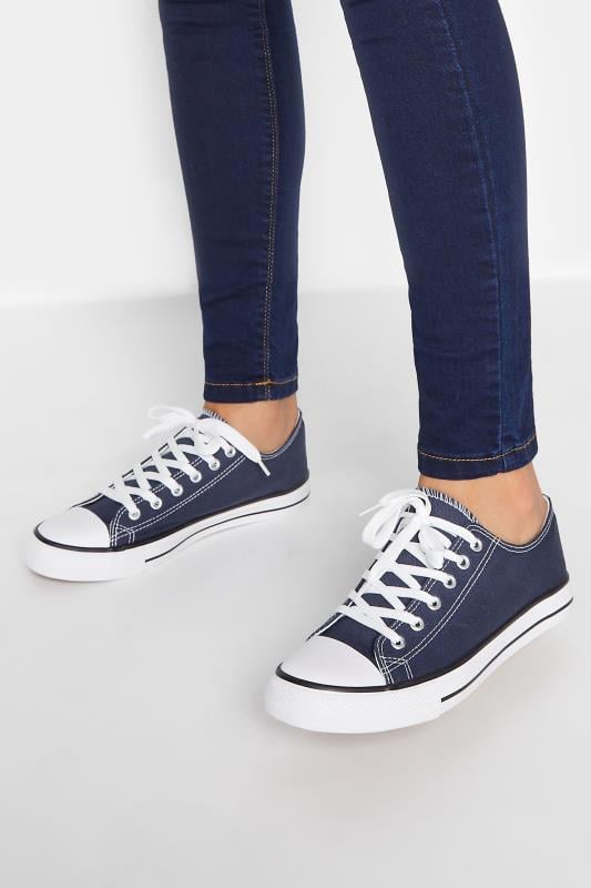 evans LTS Navy Canvas Low Trainers In Standard Fit