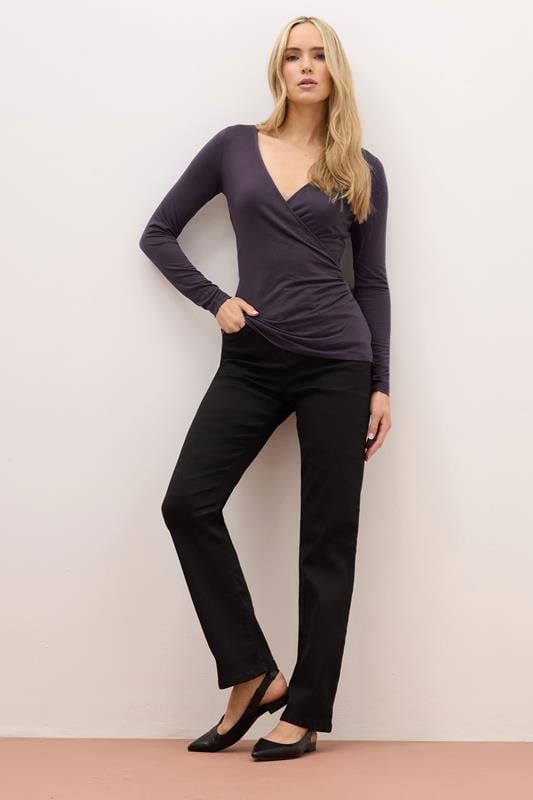 Evans LTS PREMIUM Tall Purple Long Sleeve Wrap Top