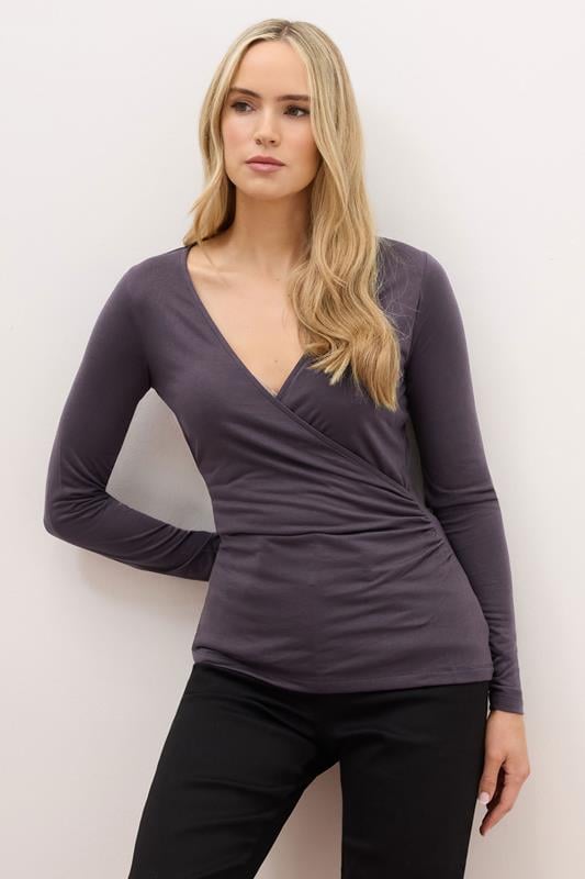 evans LTS PREMIUM Tall Purple Long Sleeve Wrap Top