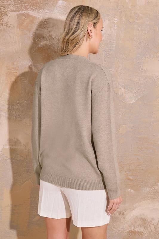 Evans LTS PREMIUM Tall Stone Brown V-Neck Cardigan