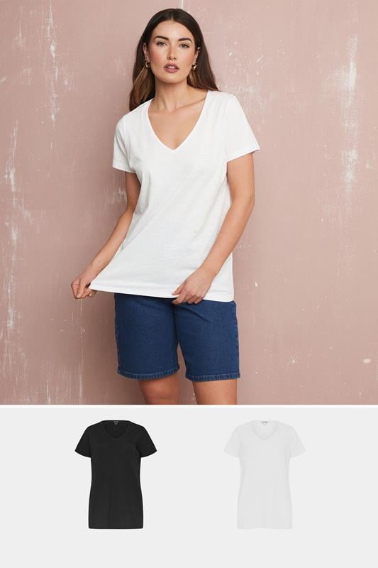 evans LTS Tall 2 Pack Black & White V-Neck T-Shirts