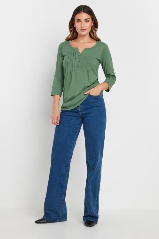 Evans LTS Tall 2 PACK Green & Blush Pink Henley Tops