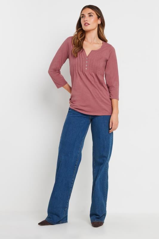 Evans LTS Tall 2 PACK Green & Blush Pink Henley Tops