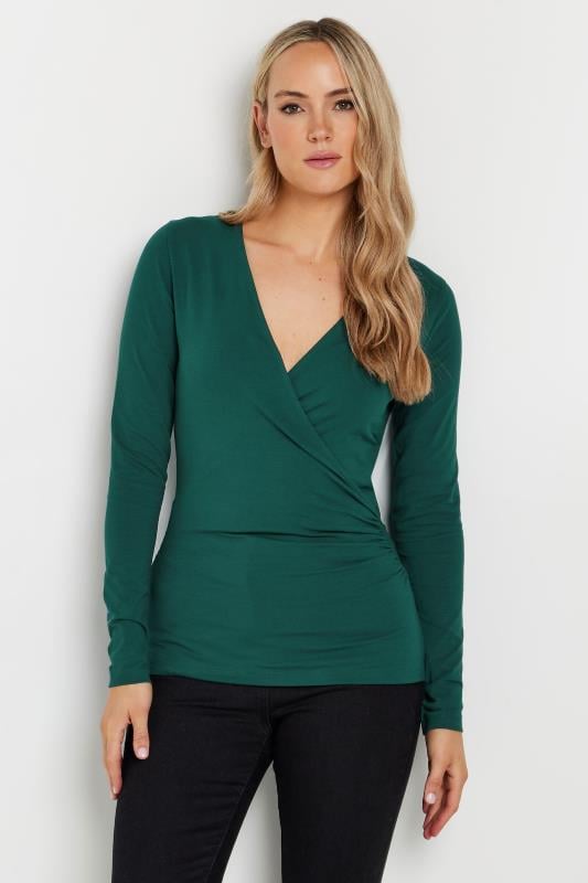 Evans LTS Tall 2 PACK Green & Burgundy Red Wrap Tops