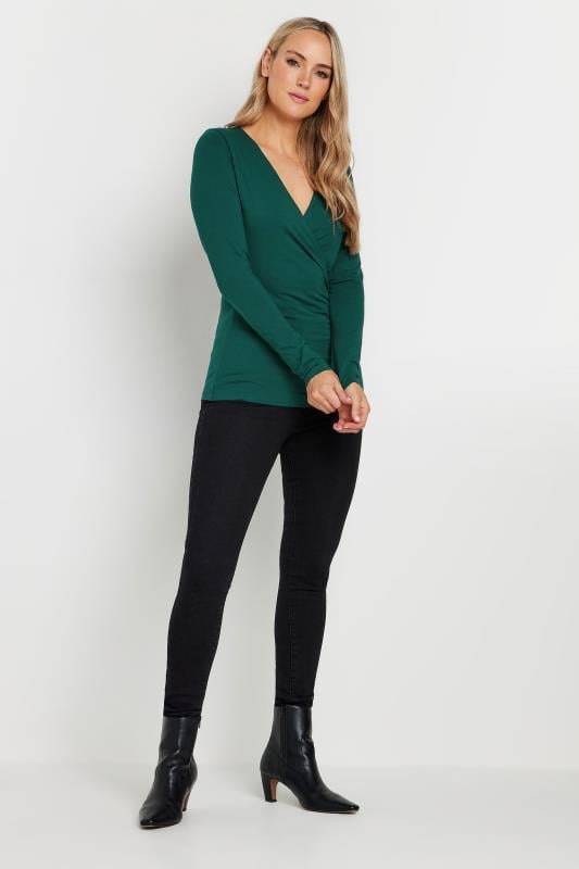 Evans LTS Tall 2 PACK Green & Burgundy Red Wrap Tops