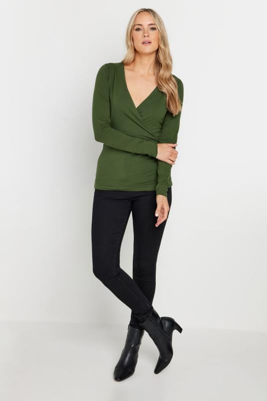 Evans LTS Tall 2 PACK Khaki Green & Red Wrap Tops