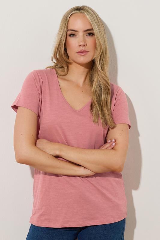 Evans LTS Tall 2 Pack Pink & Grey V-Neck T-Shirts