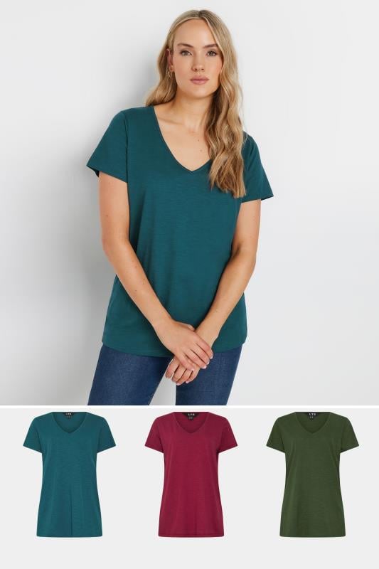 evans LTS Tall 3 Pack Red & Green V-Neck T-Shirts