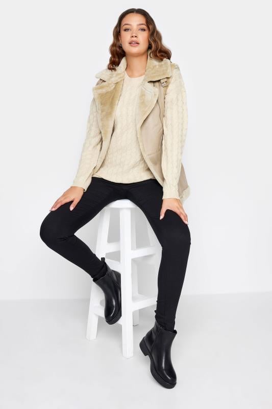 Evans LTS Tall Beige Brown Aviator Gilet Jacket