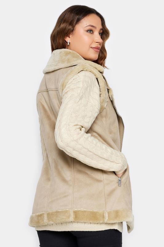 Evans LTS Tall Beige Brown Aviator Gilet Jacket