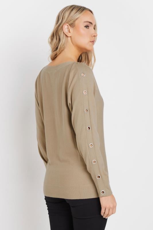 Evans LTS Tall Beige Brown Eyelet Sleeve Jumper