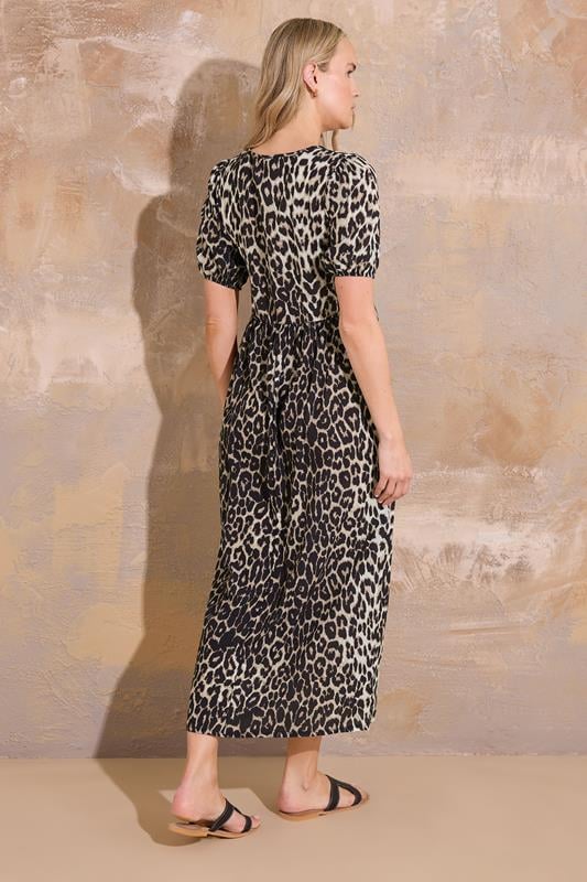 Evans LTS Tall Beige Brown Tie Front Smock Dress