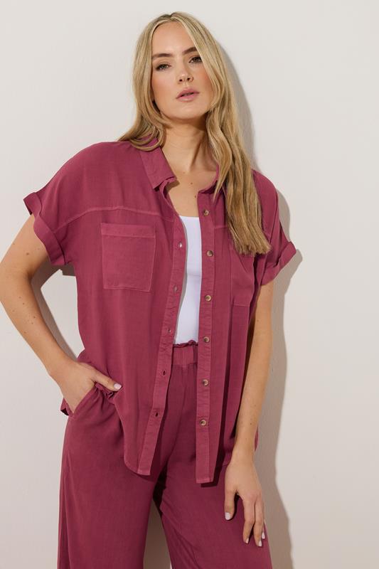 Evans LTS Tall Berry Red Acid Wash Pocket Shirt