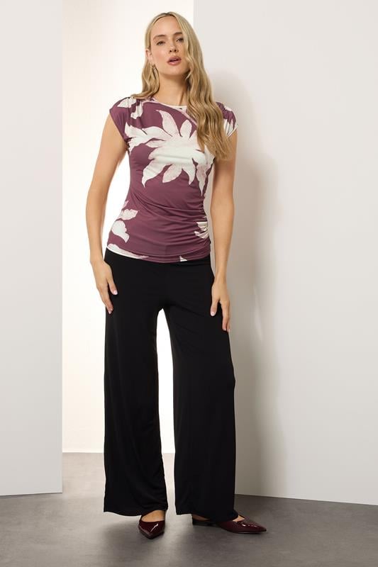 Evans LTS Tall Berry Red Floral Draped Top