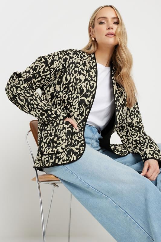 evans LTS Tall Black Abstract Quilted Jacket
