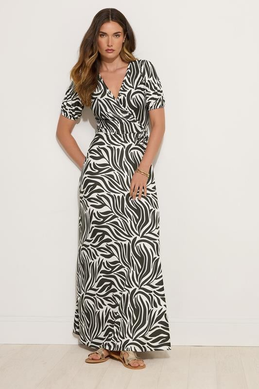 Evans LTS Tall Black Abstract Wrap Maxi Dress